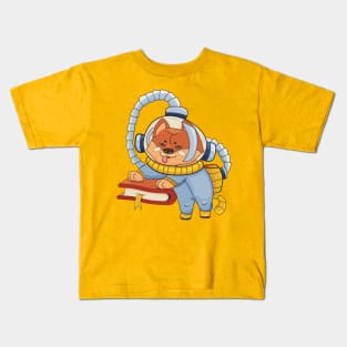 Science Books Loving Dog Astronaut Kids T-Shirt